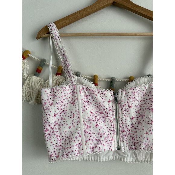 Wildfox Weekend Love Bustier Pink Butterfly Floral Corset Top Coquette Fairy NWT - Picture 5 of 7